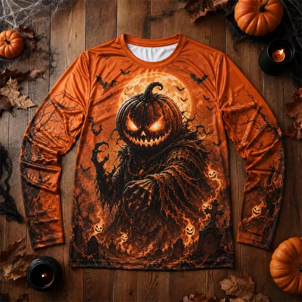 Tee Graphic Print - Halloween 3d Print Scary Pumpkin Monster