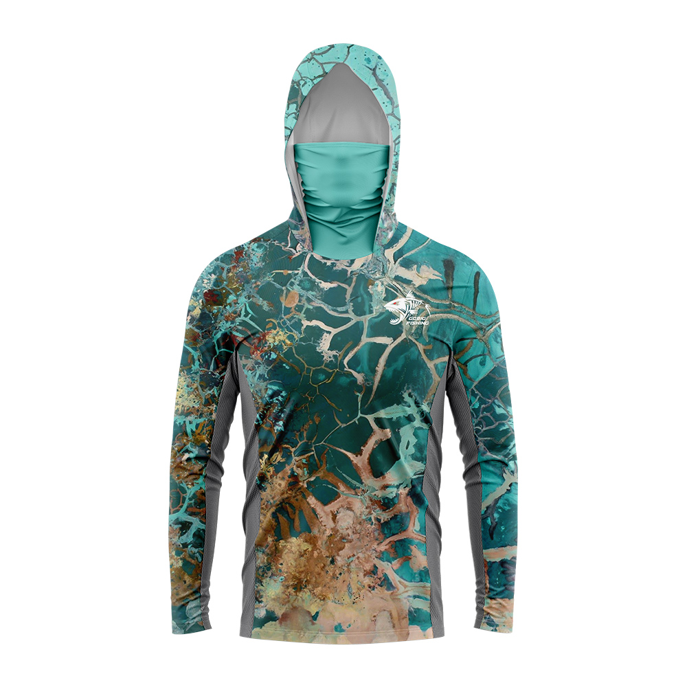 UPF50+ Hooded Fishing Shirt Bu - Tee Graphic Print recension och pris