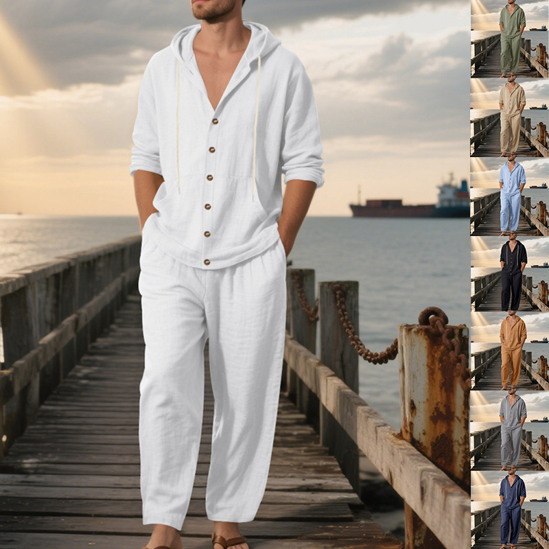 Summer Men's American Loose Li - Linen Shirt Breathable recension och pris