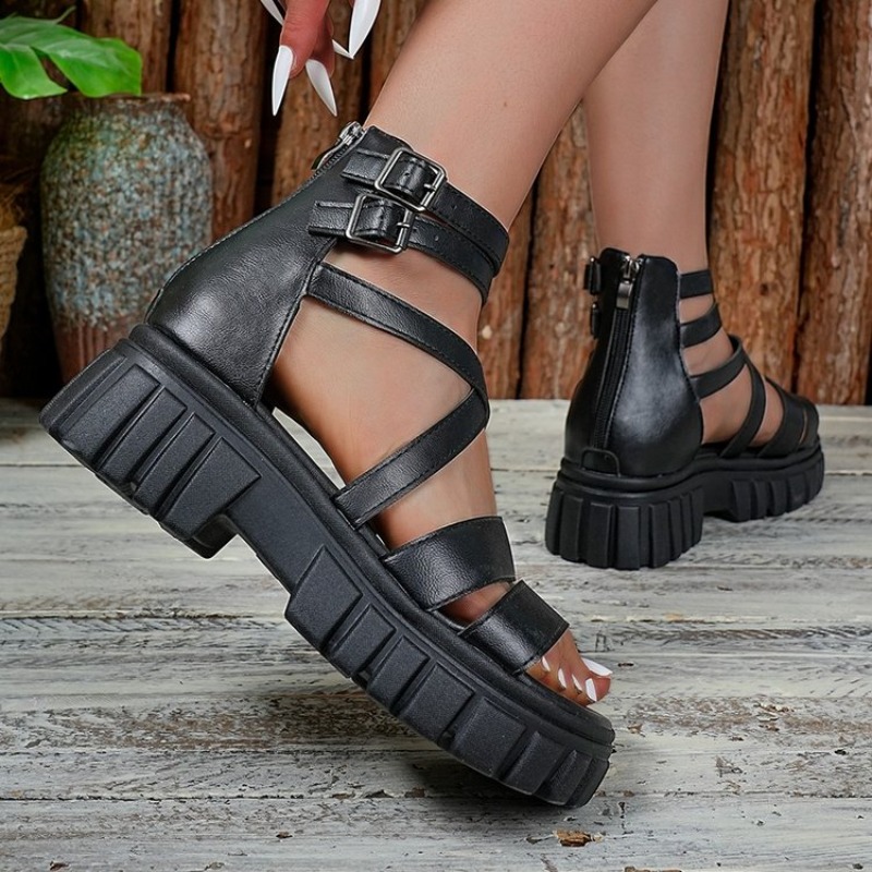 Roman Style Hollow Thick Heel  - Espadrille Slip On recension och pris